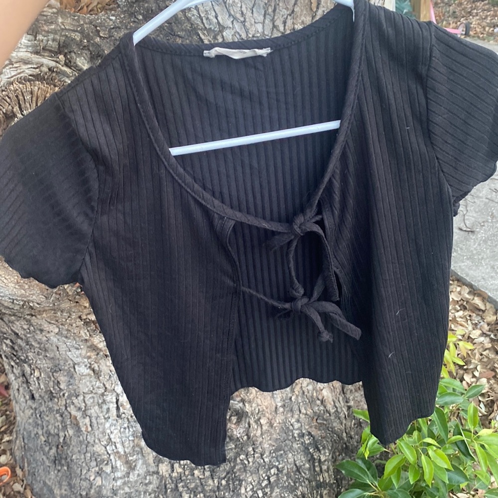 Crop front tie top